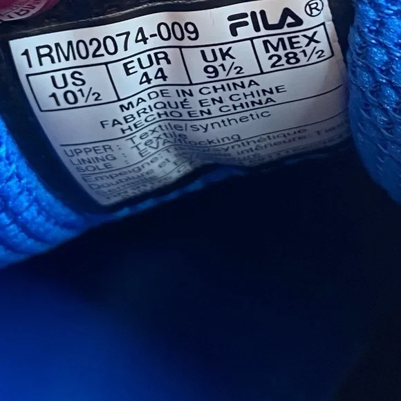 New Fila Men's Memory Finition 7, Black/Blue Size 10.5 - Picture 8 of 8